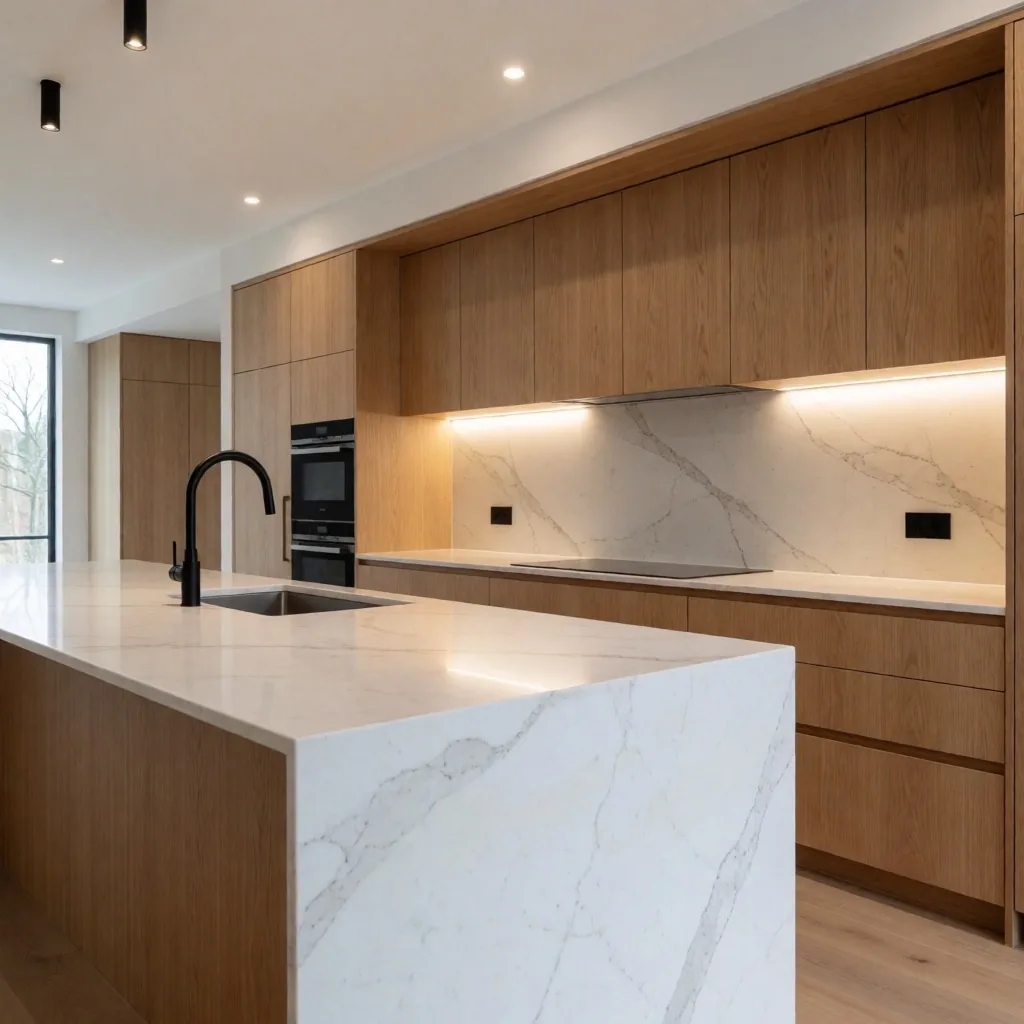 Cocina de alta gama con carpintería a medida e iluminación LED
