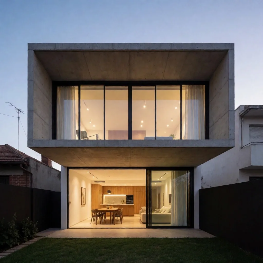 Vivienda residencial terminada con luz de la tarde